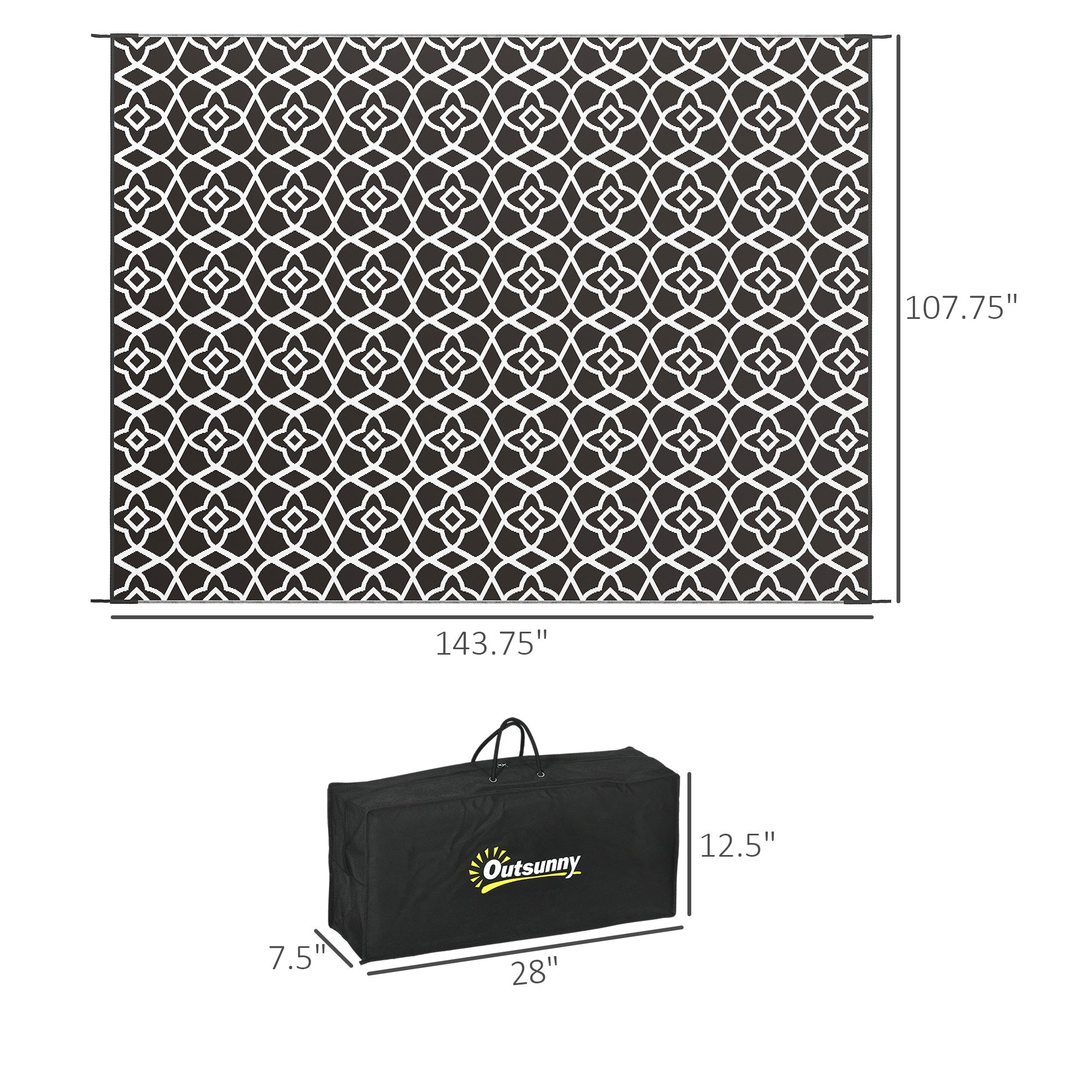 Premium Outdoor Rug Waterproof Reversible 9x12