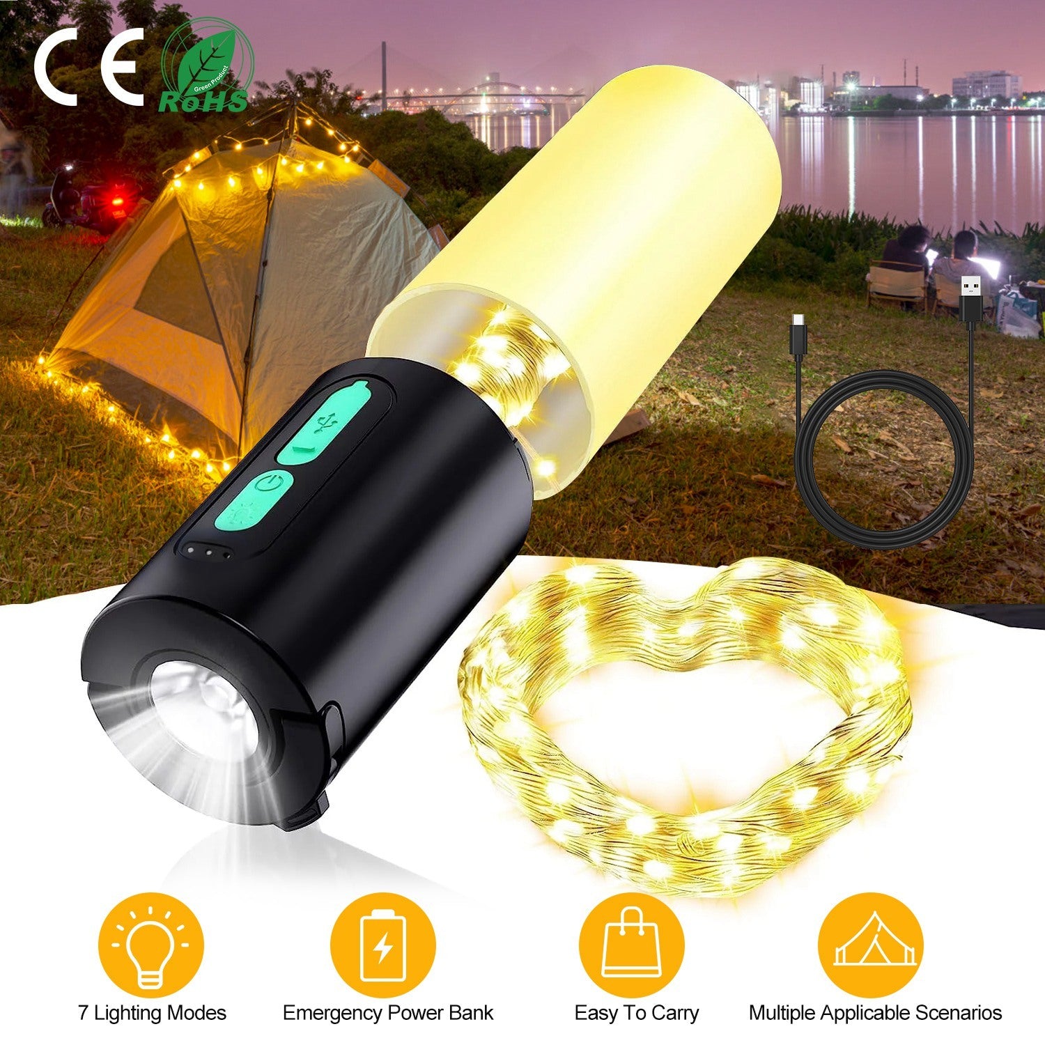 Waterproof Camping String Light IP44 33ft