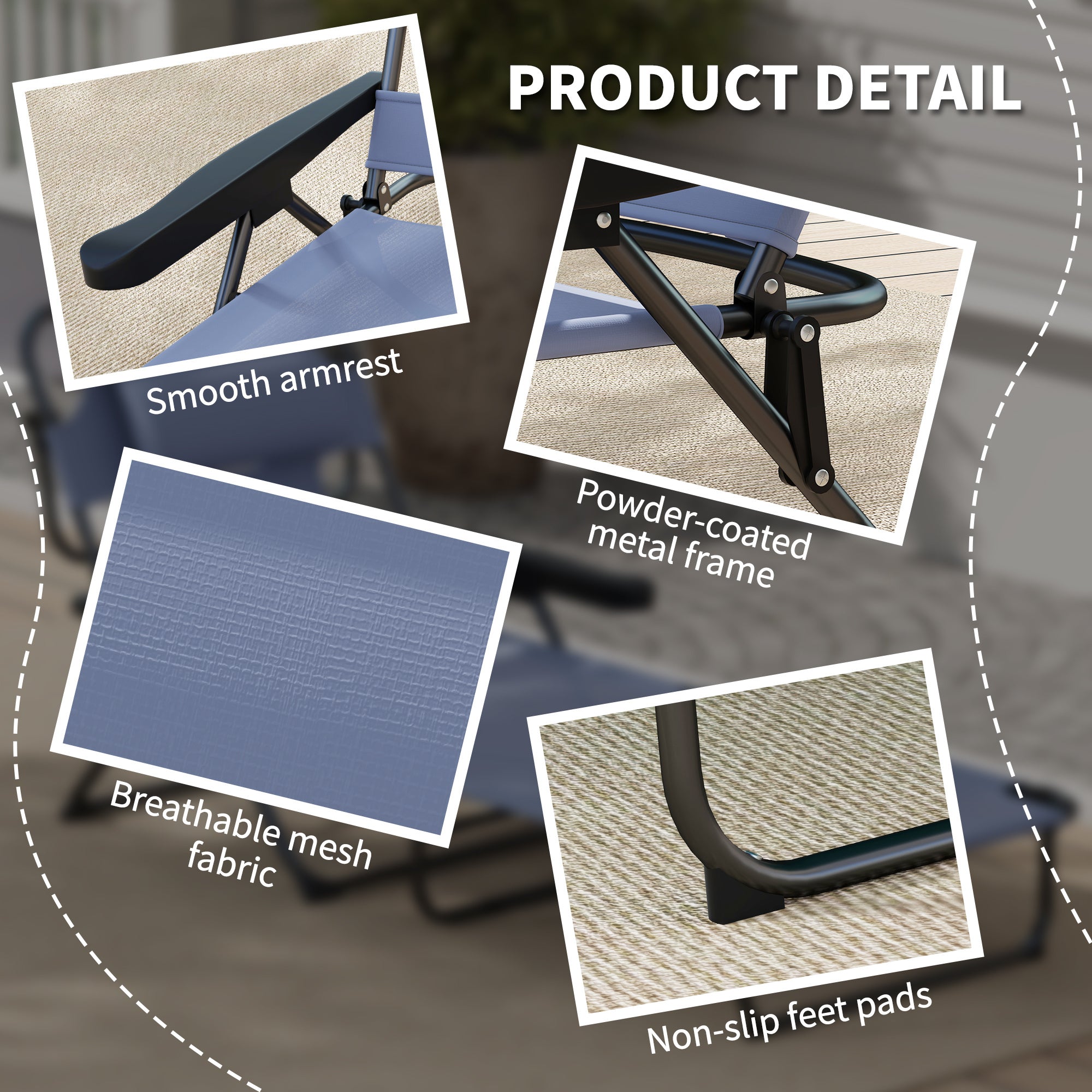 Foldable Lounge Chair 4 Position Recliner