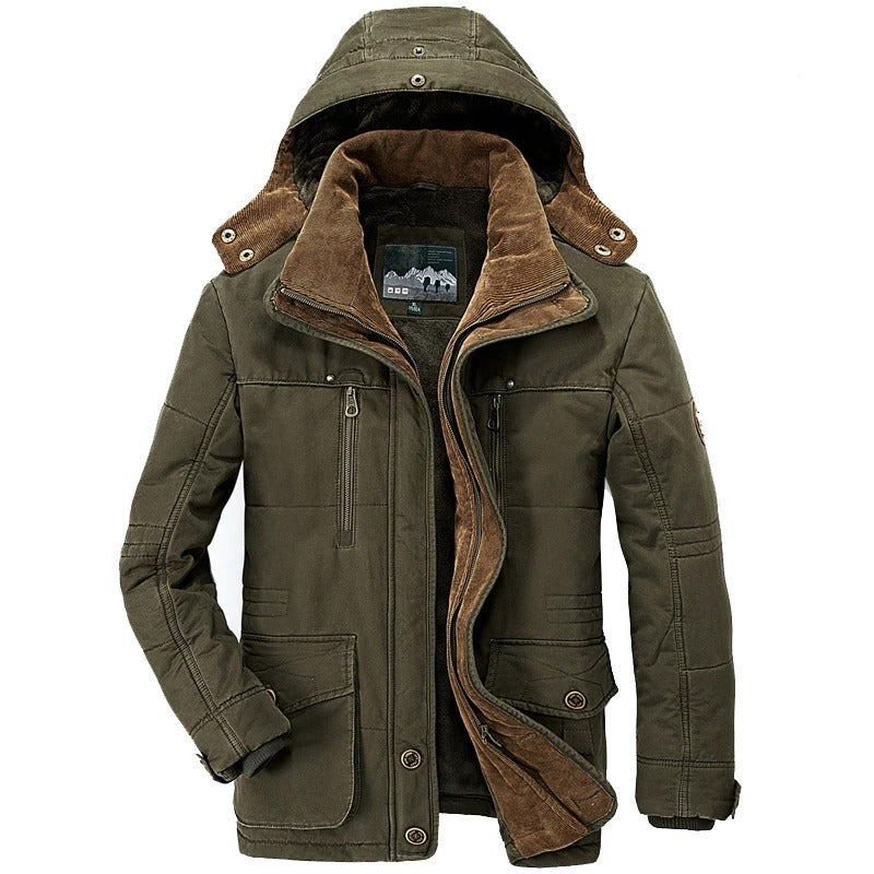 Mens Hooded Winter Parka Coat Inner Fleece
