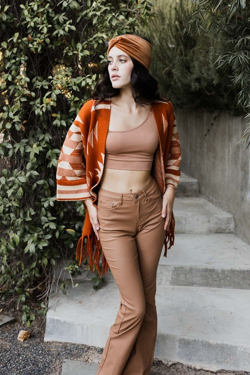Luxurious Aztec Fringed Ruana Cozy Wrap
