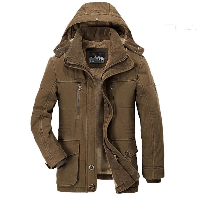 Mens Hooded Winter Parka Coat Inner Fleece