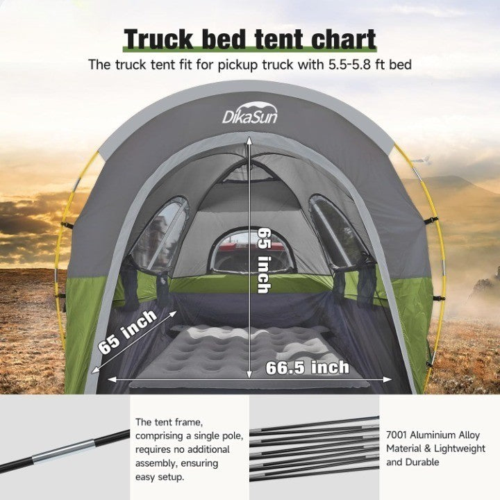 Truck Bed Tent with Awning – Fits 5.5-5.8 ft Beds, Sleeps 2, Waterproof