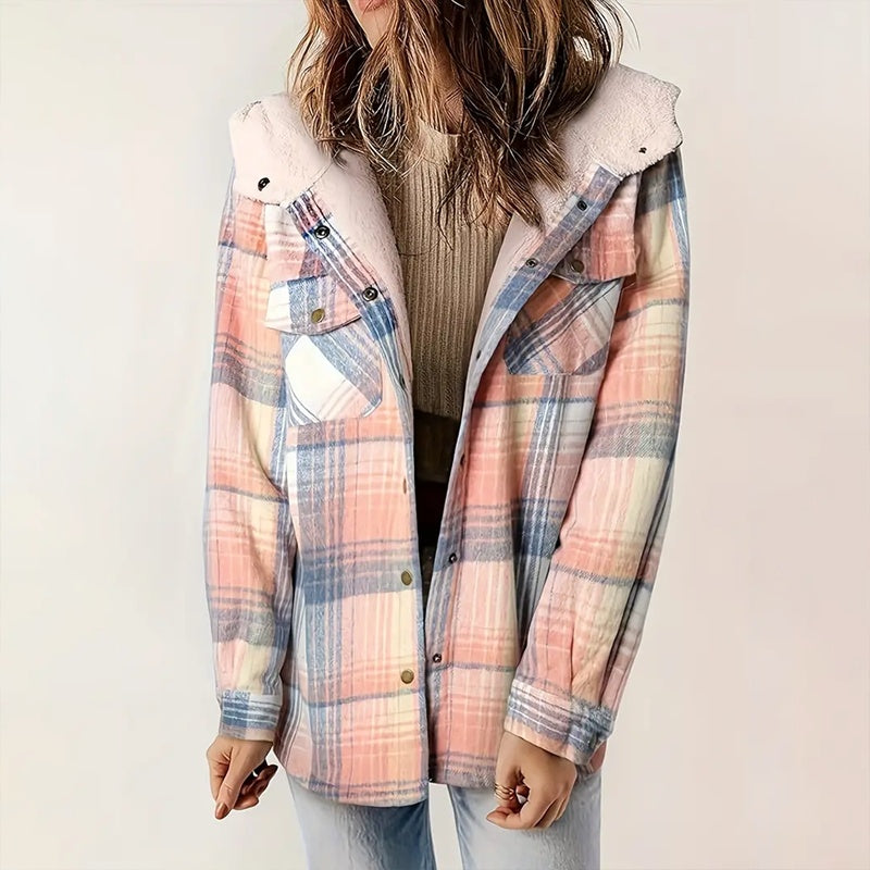 Plaid Hooded Jacket With Fleece Lining