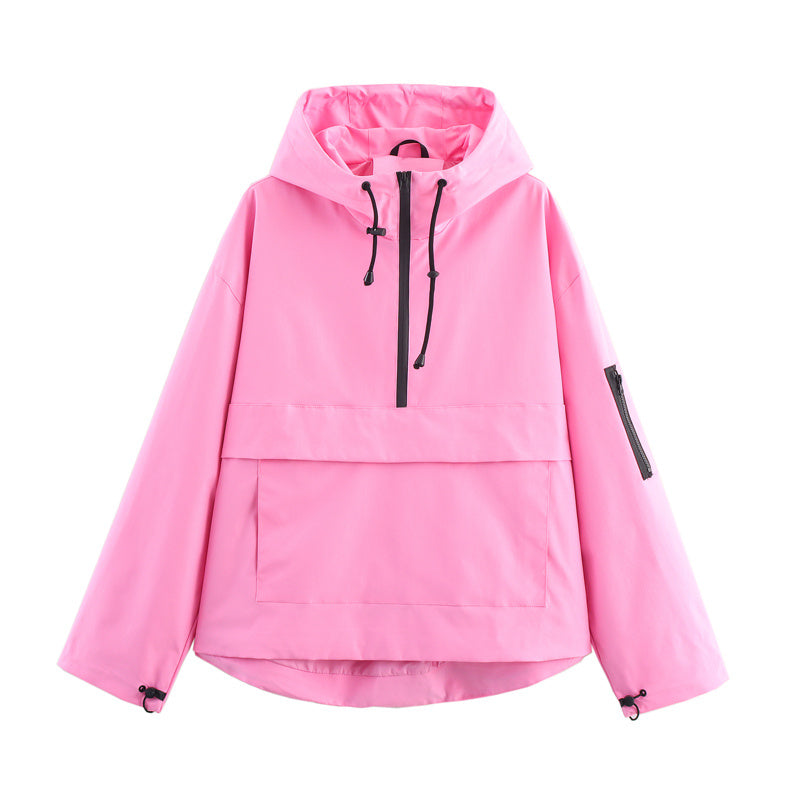 Windbreaker Jacket With Adjustable Hood