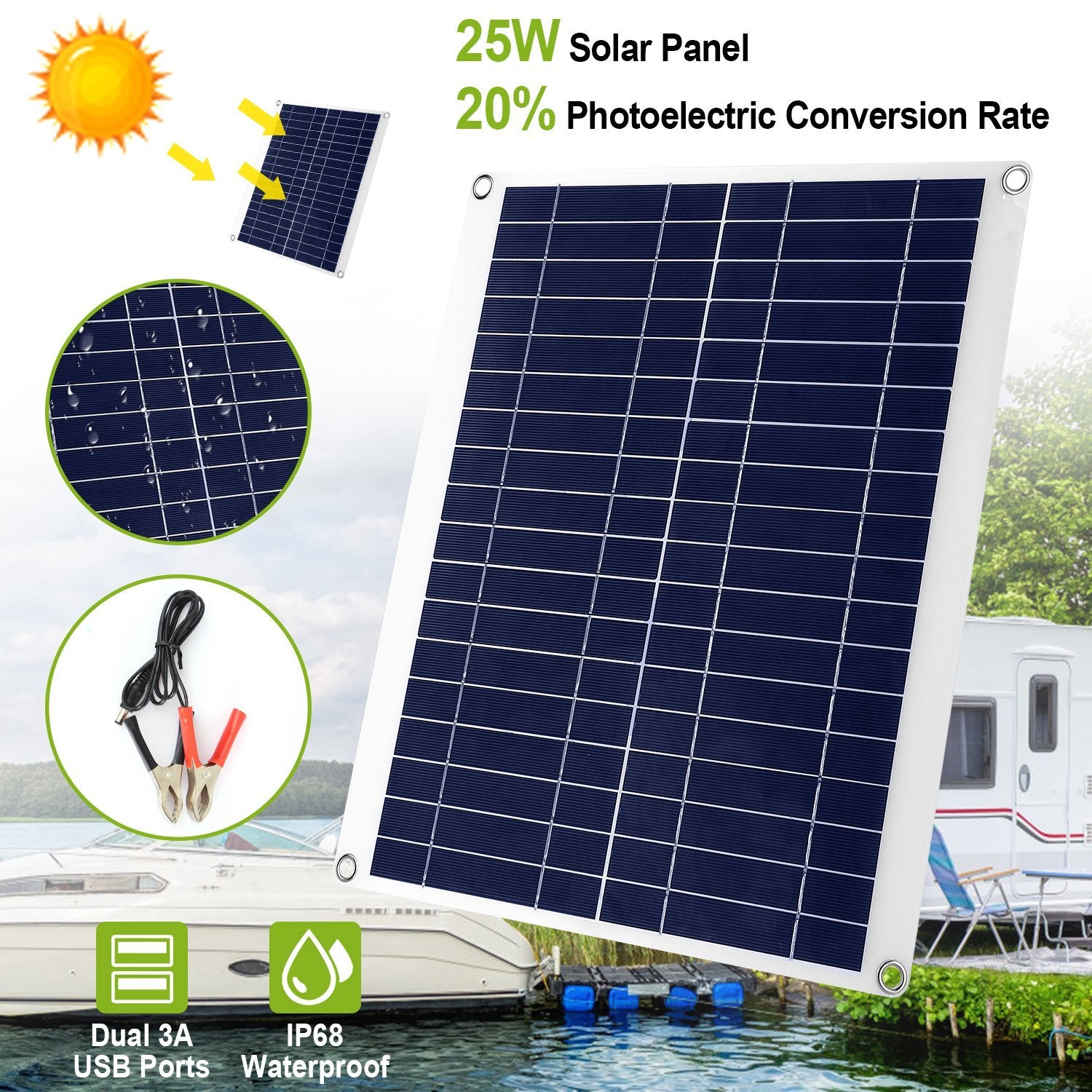 Solar Panel 12V IP68 USB