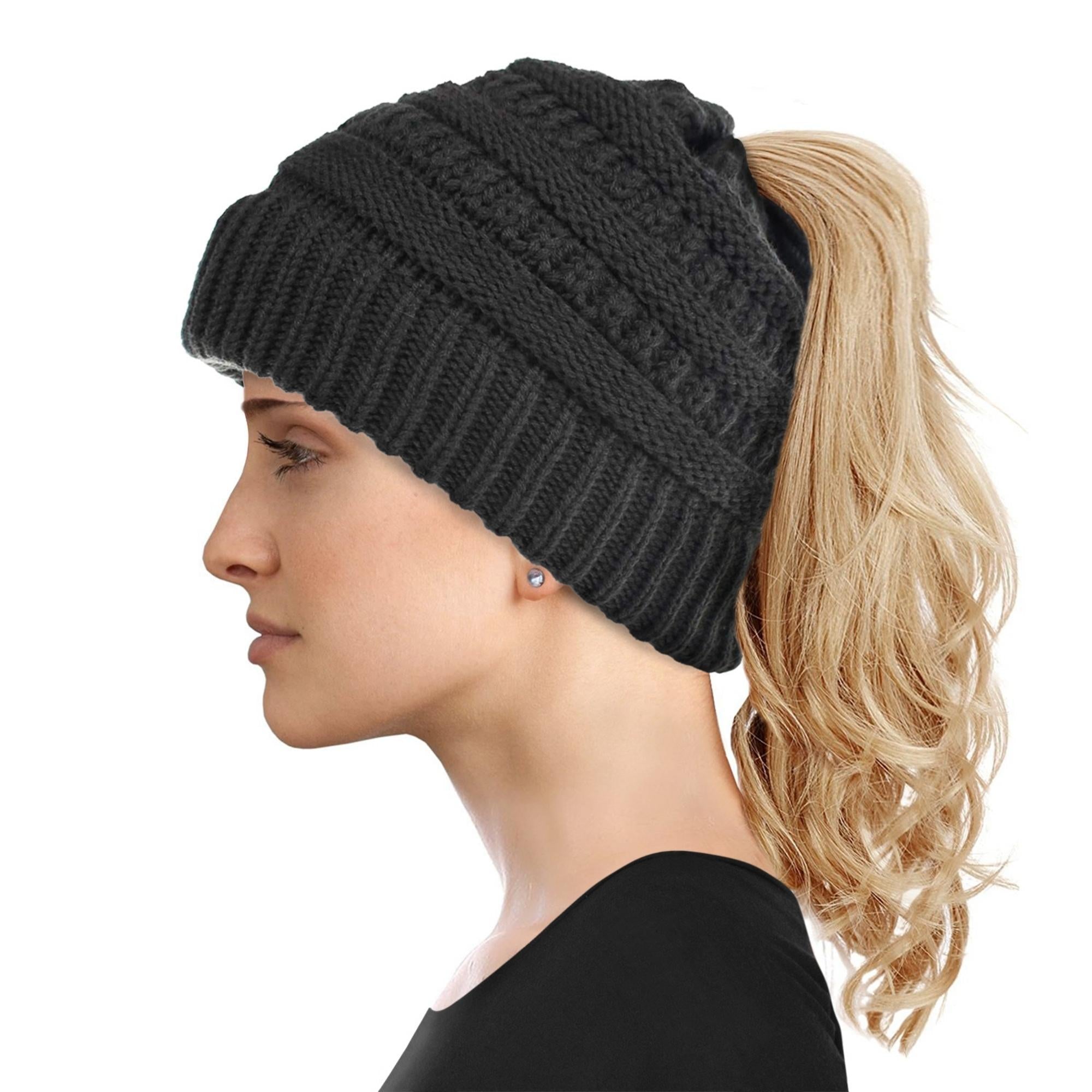 Women's Ponytail Beanie With Top Hole