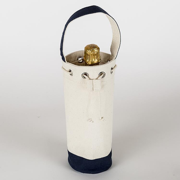 Canvas Wine Bottle Bag With Cinch Top
