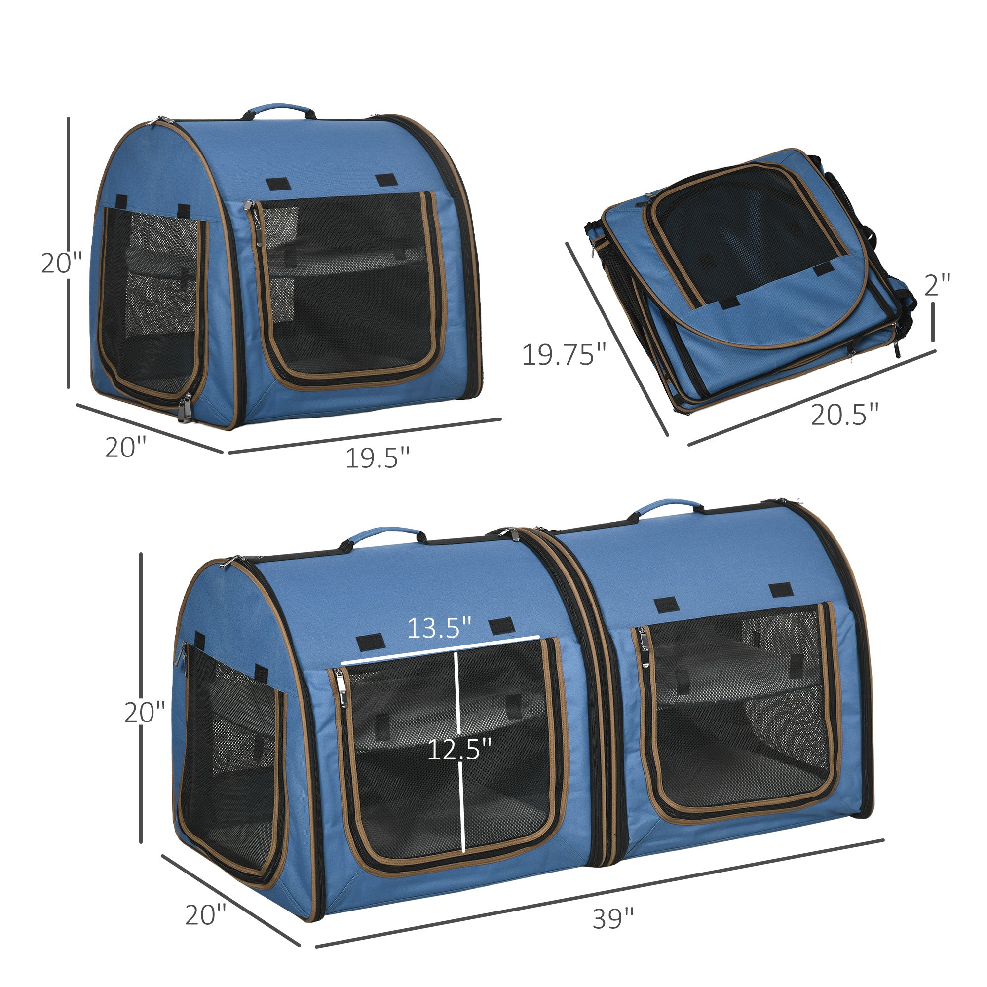Twin Compartment Cat Kennel With Cushions