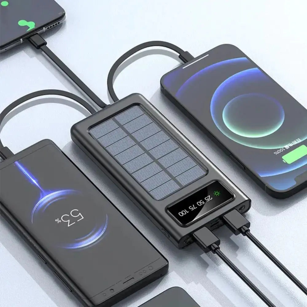 Solar Power Bank With BuiltIn Cables On The Go