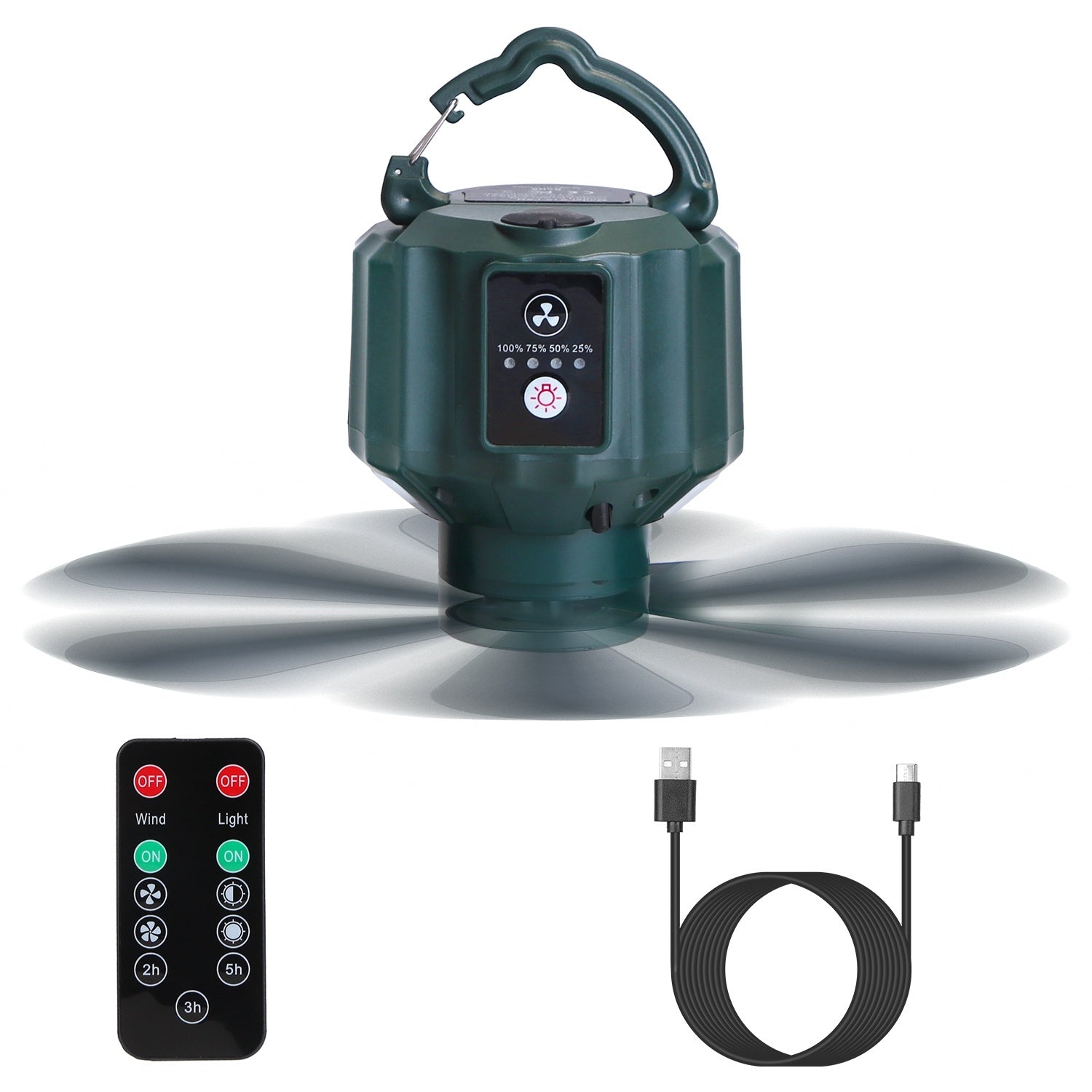 Camping Tent Ceiling Fan And LED Light