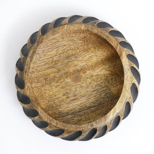 Handmade Wooden Bowl With Black Inlay