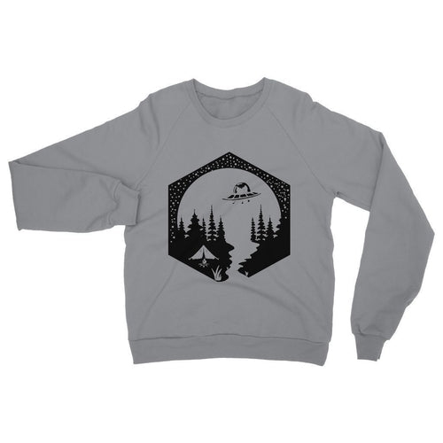 Camping Cats Sweatshirt Twin Needle Stitching