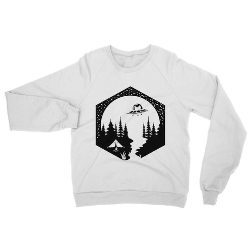 Camping Cats Sweatshirt Twin Needle Stitching