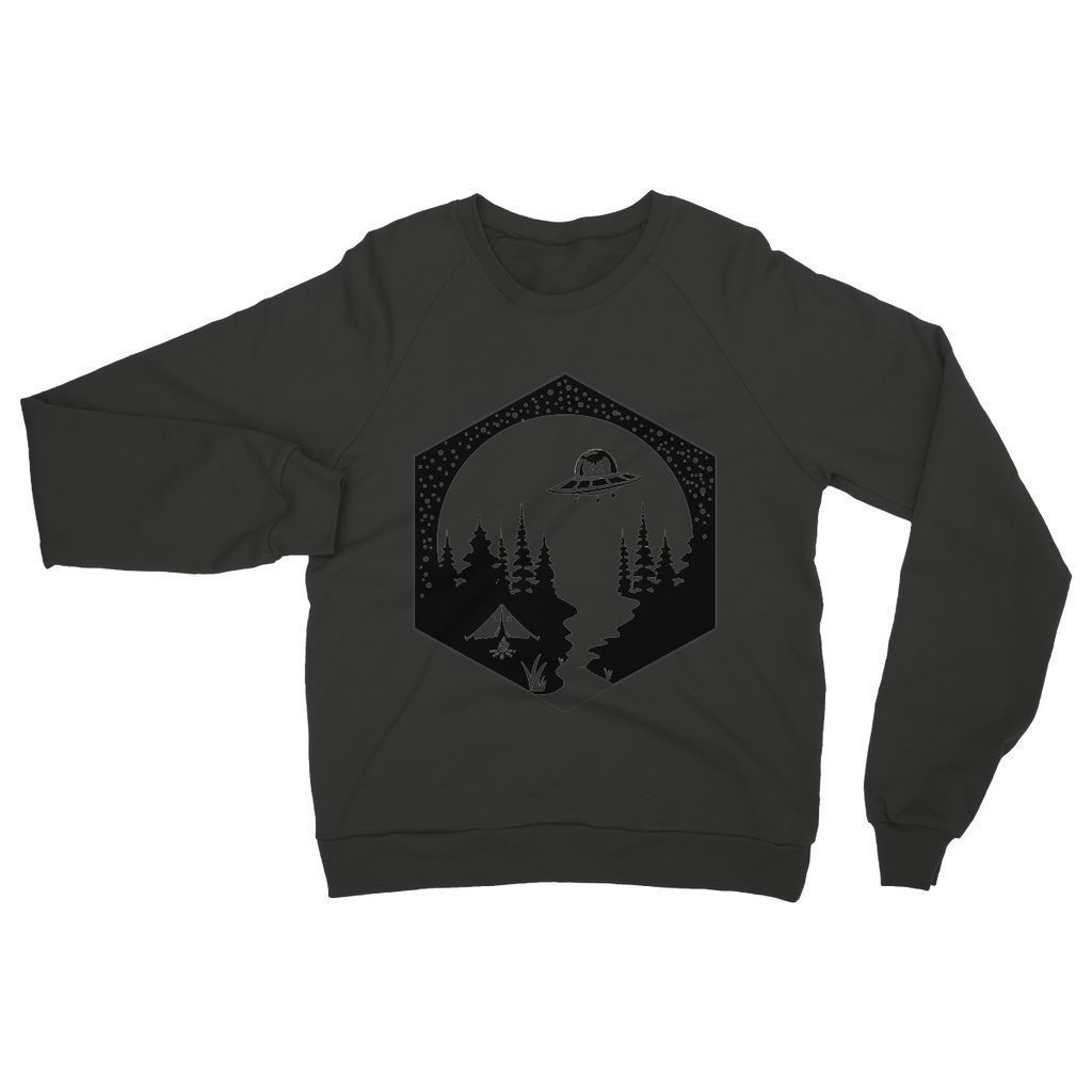 Camping Cats Sweatshirt Twin Needle Stitching