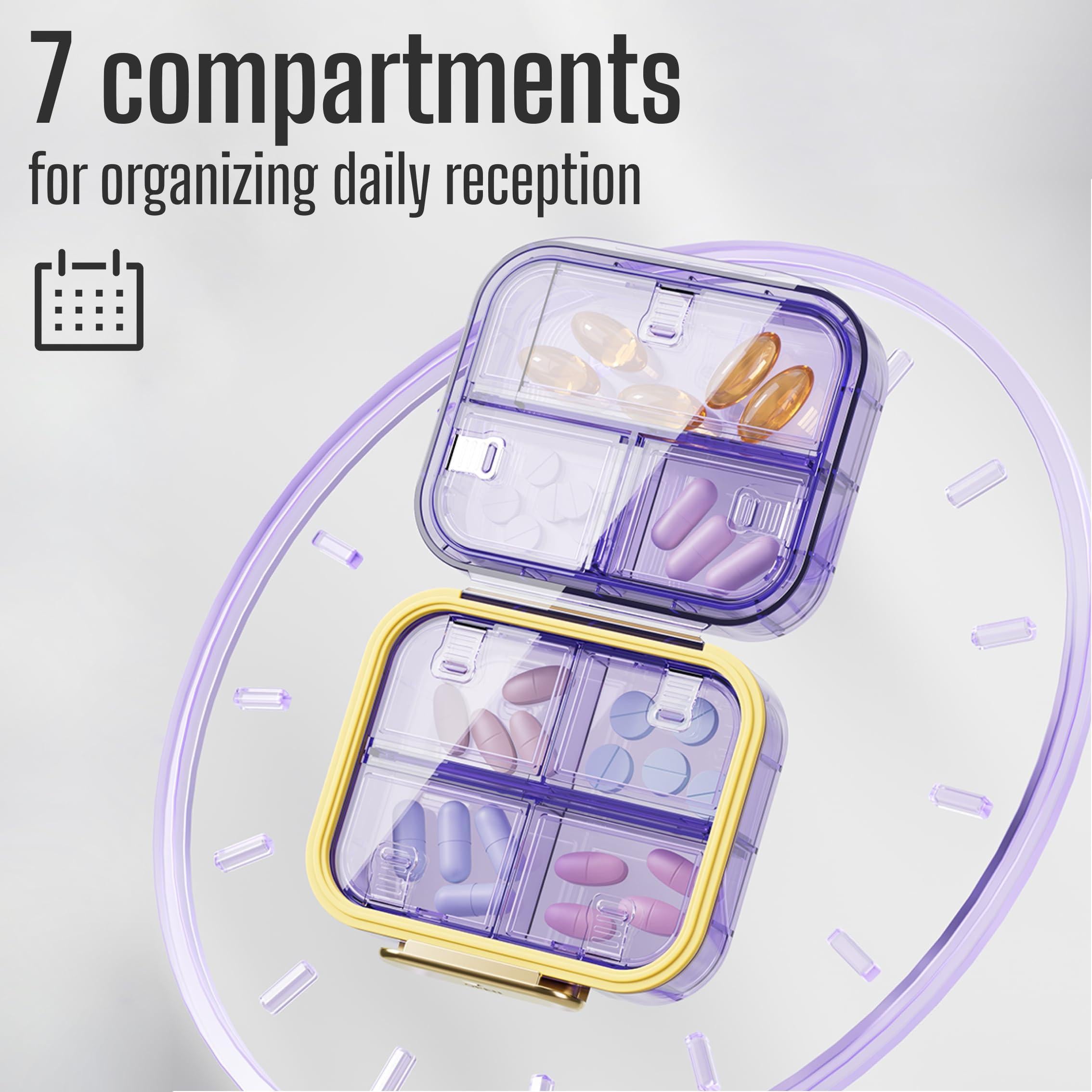 Travel Pill Organizer Cute Compact Case