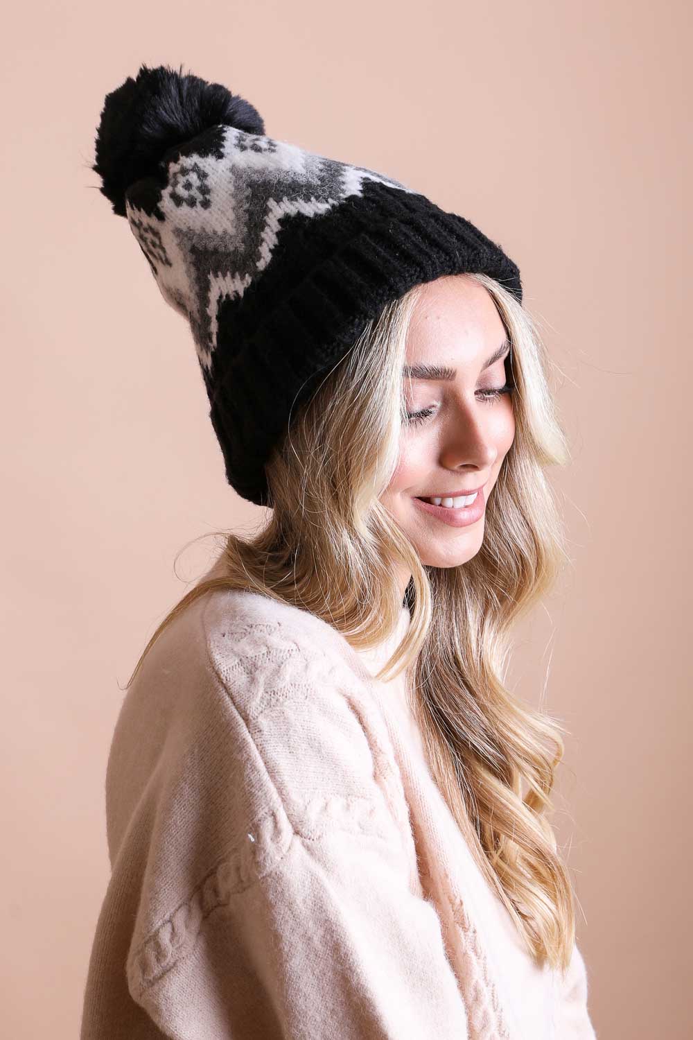 Cozy Pom Beanie With Shaggy Lining