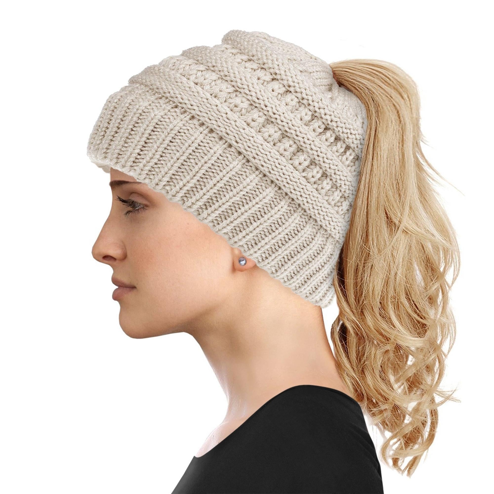 Women's Ponytail Beanie With Top Hole