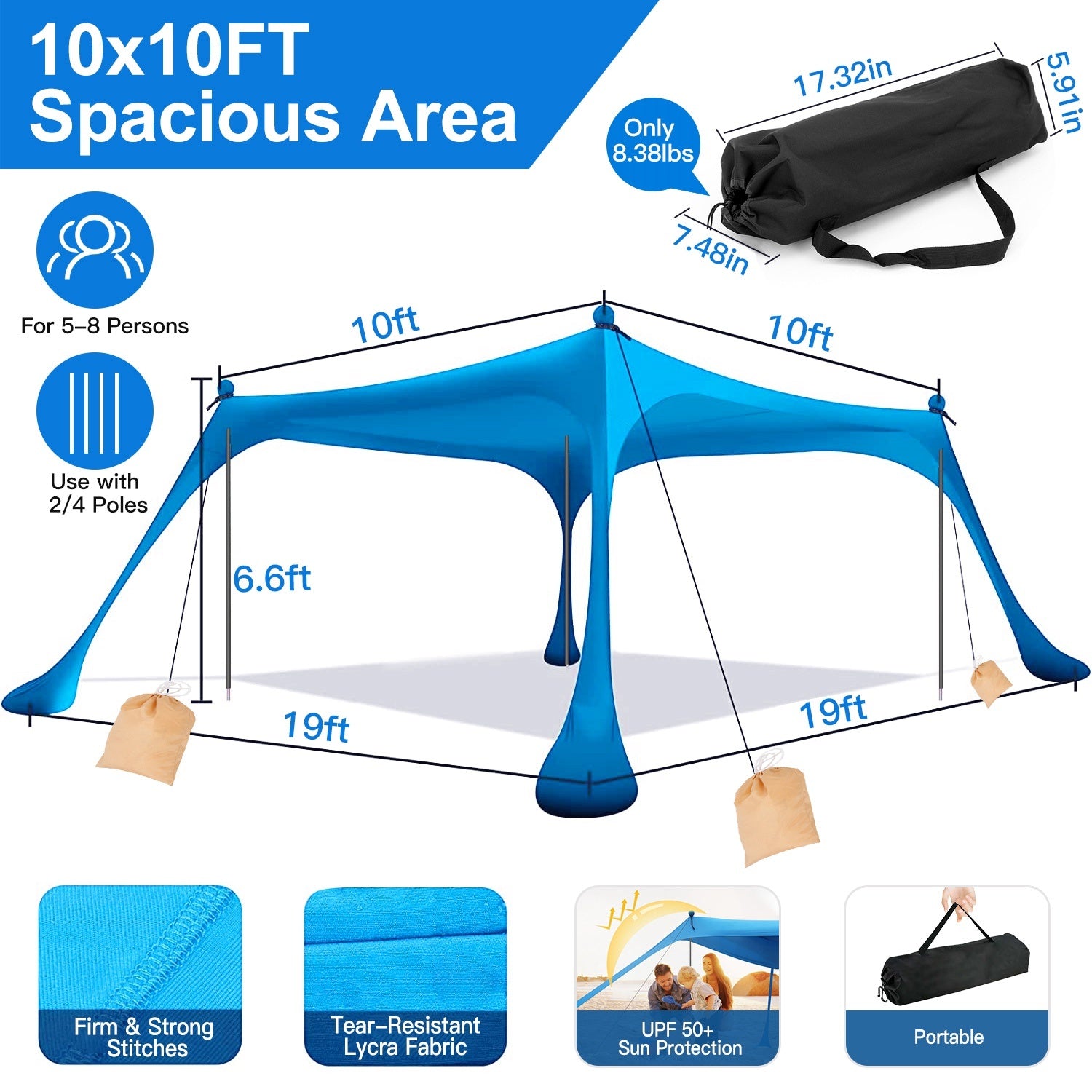 Beach Tent Sun Shelter UPF50