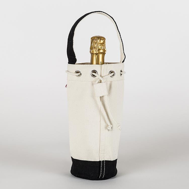Canvas Wine Bottle Bag With Cinch Top