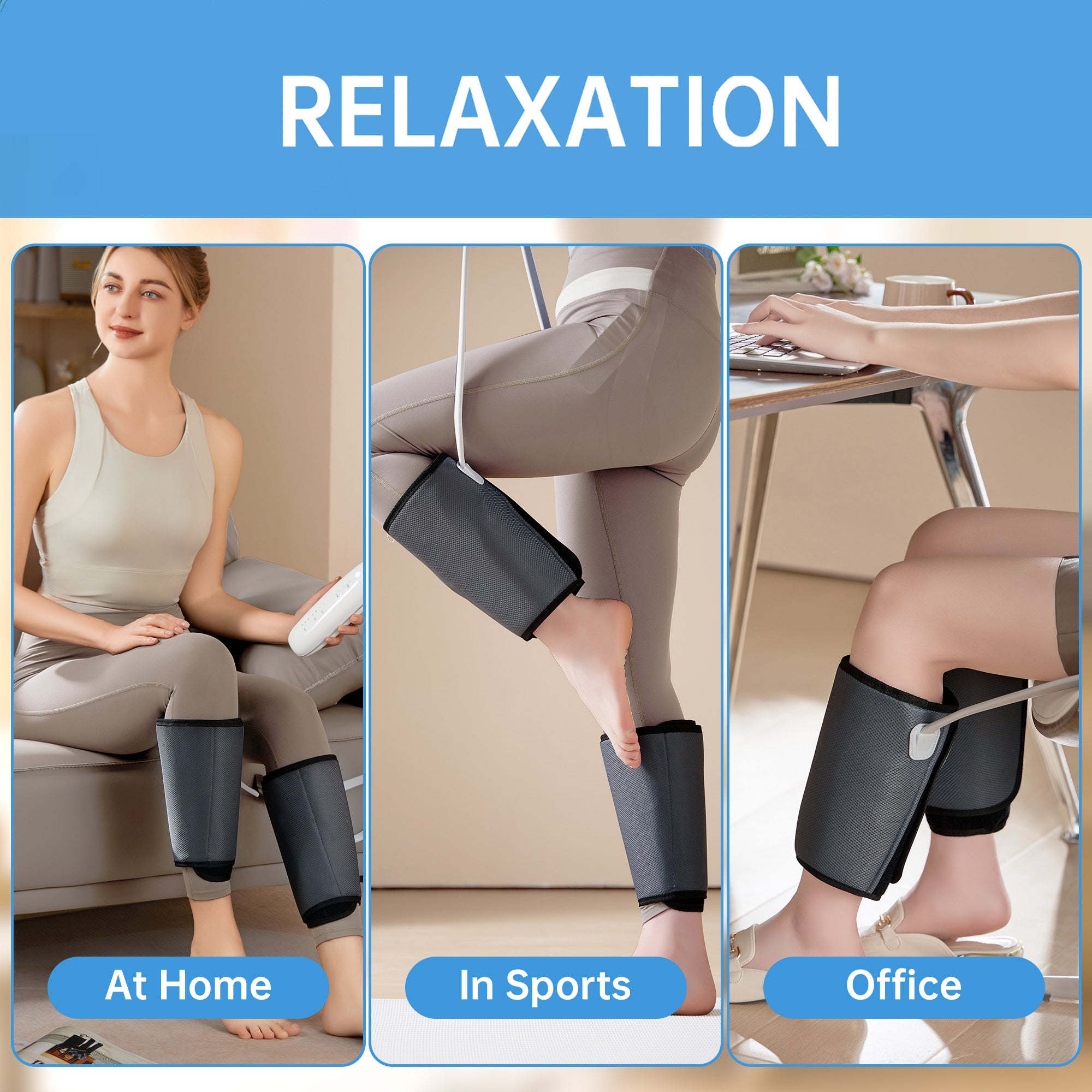 Leg Massage Device 3 Pressure Levels Relieves Fatigue