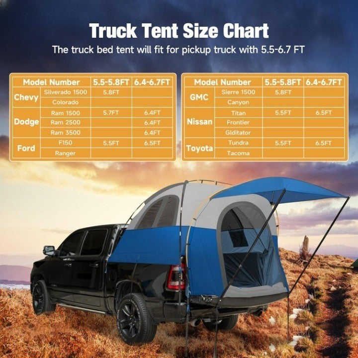 Truck Bed Tent with Awning – Fits 5.5-5.8 ft Beds, Sleeps 2, Waterproof