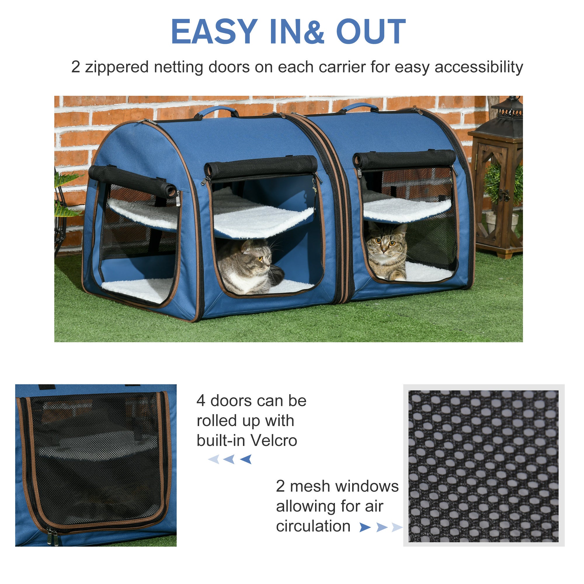Twin Compartment Cat Kennel With Cushions