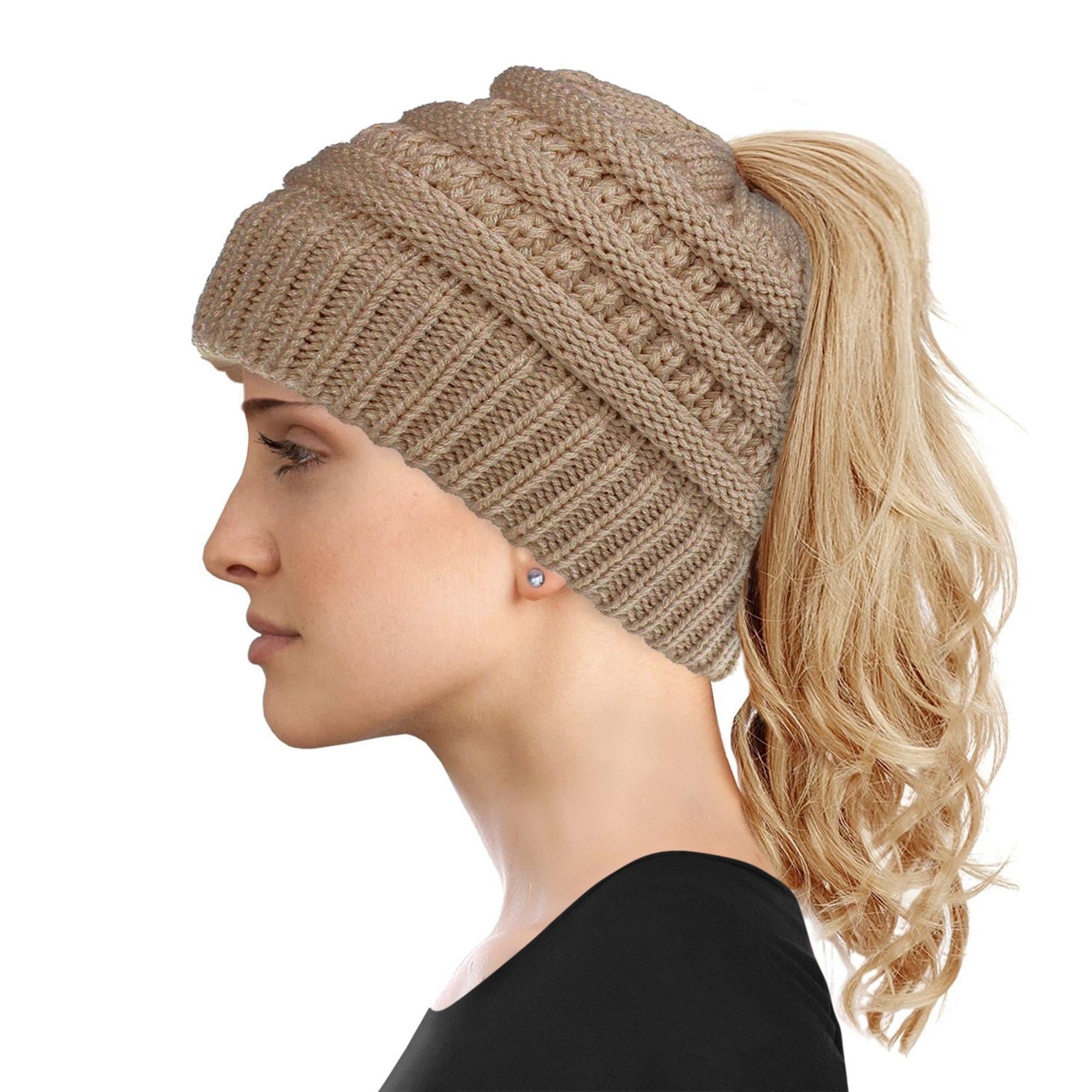 Women's Ponytail Beanie With Top Hole