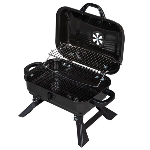 Portable Charcoal Grill Folding Lid Tabletop Camping