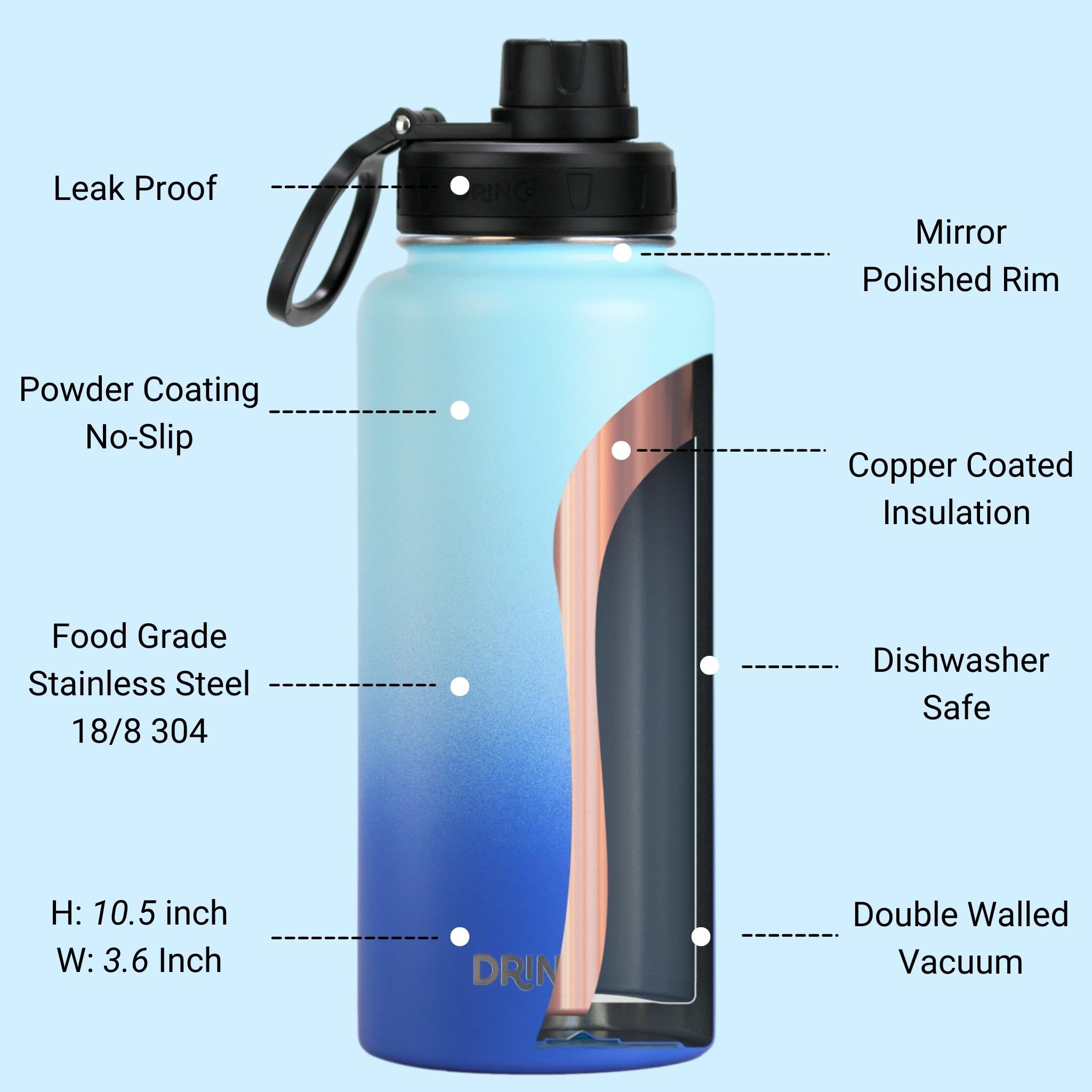 Water Bottle Vacuum Insulated by DRINCO®