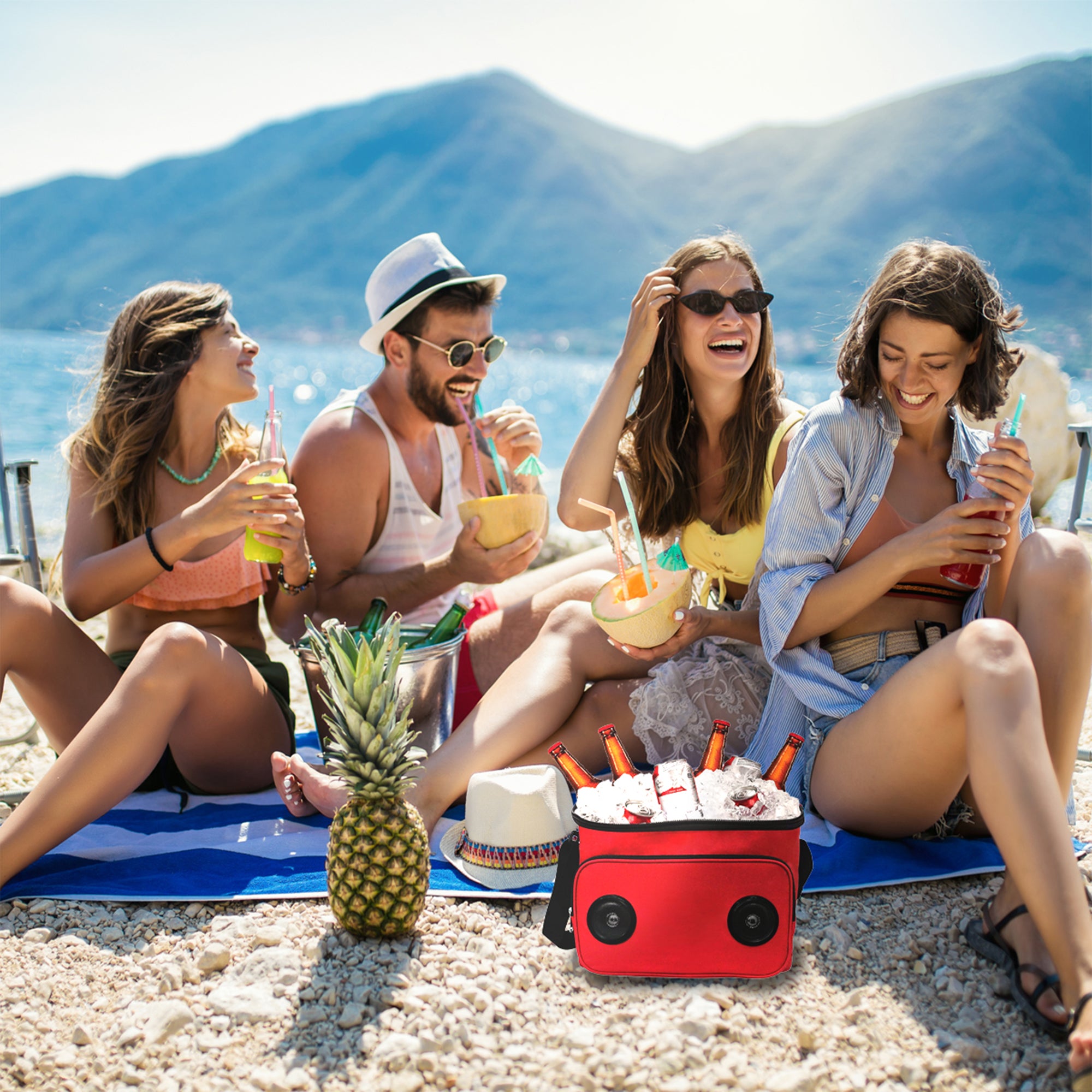 Portable Cooler 12 Can Speaker - Keeps Drinks Cold And Music Playing