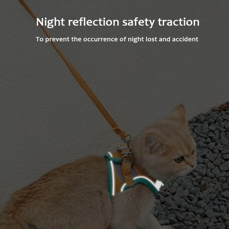 Escapeproof Cat Harness Reflective Vest Leash