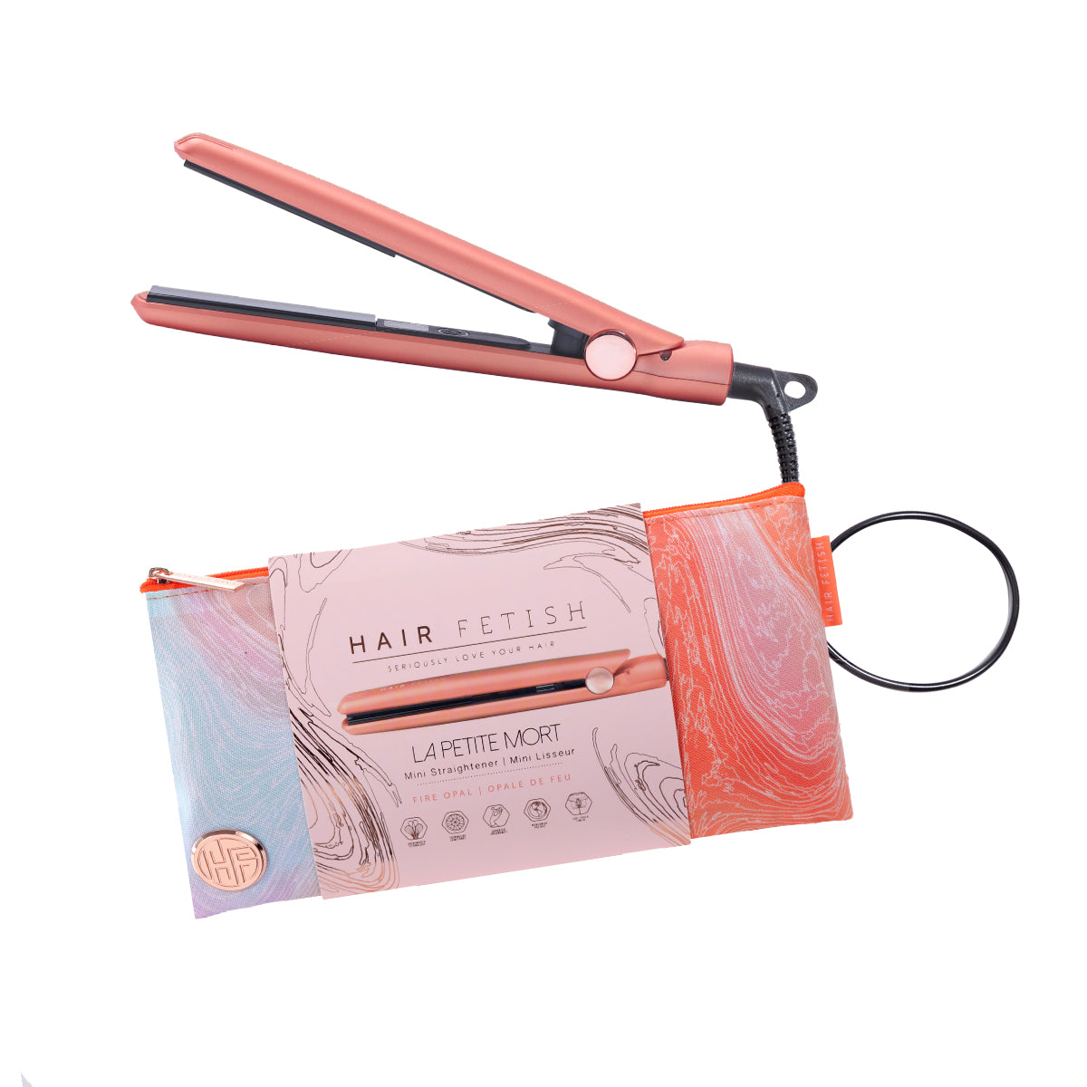 Luxe Mini Flat Iron With Designer Travel Pouch FrizzFree