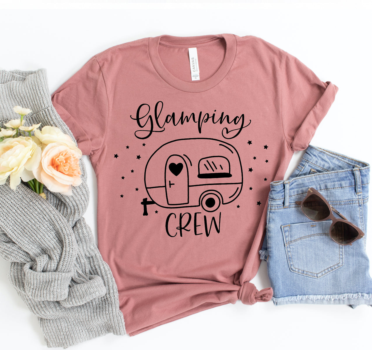 Cute Glamping T Shirt With Airlume Cotton