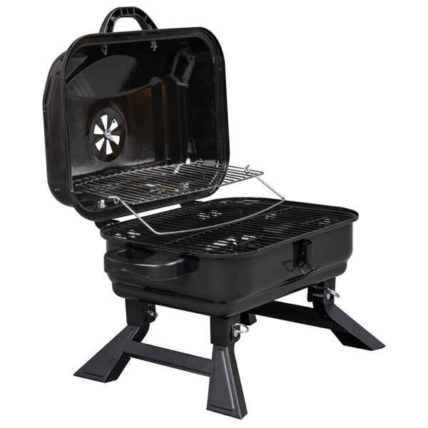Portable Charcoal Grill Folding Lid Tabletop Camping