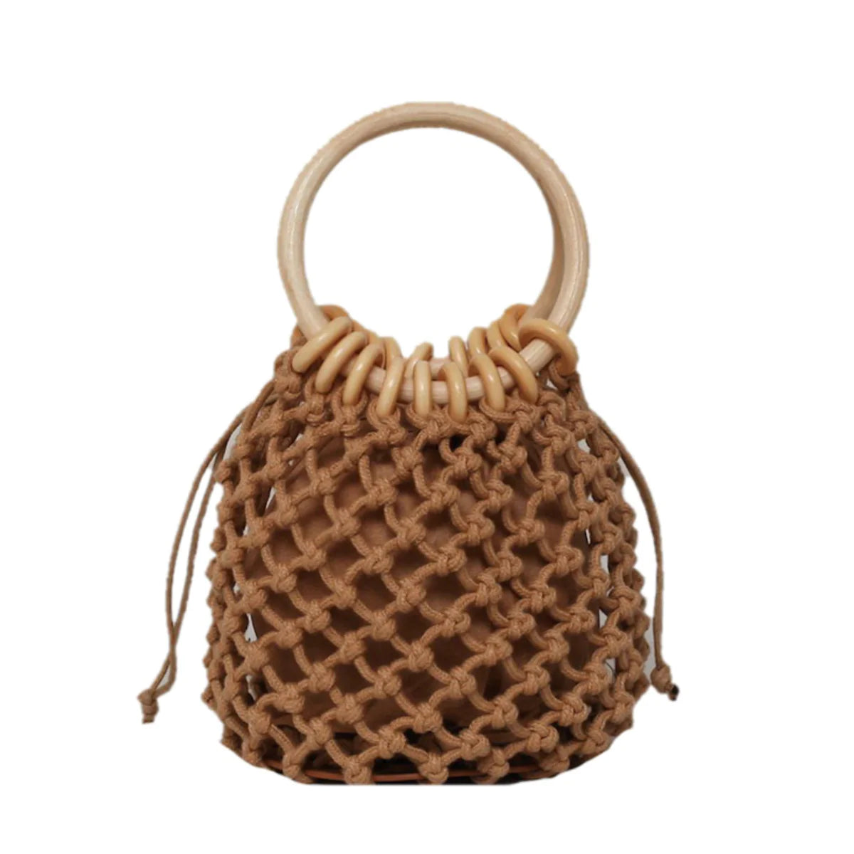 Crochet Bag With Rattan Ring Handle