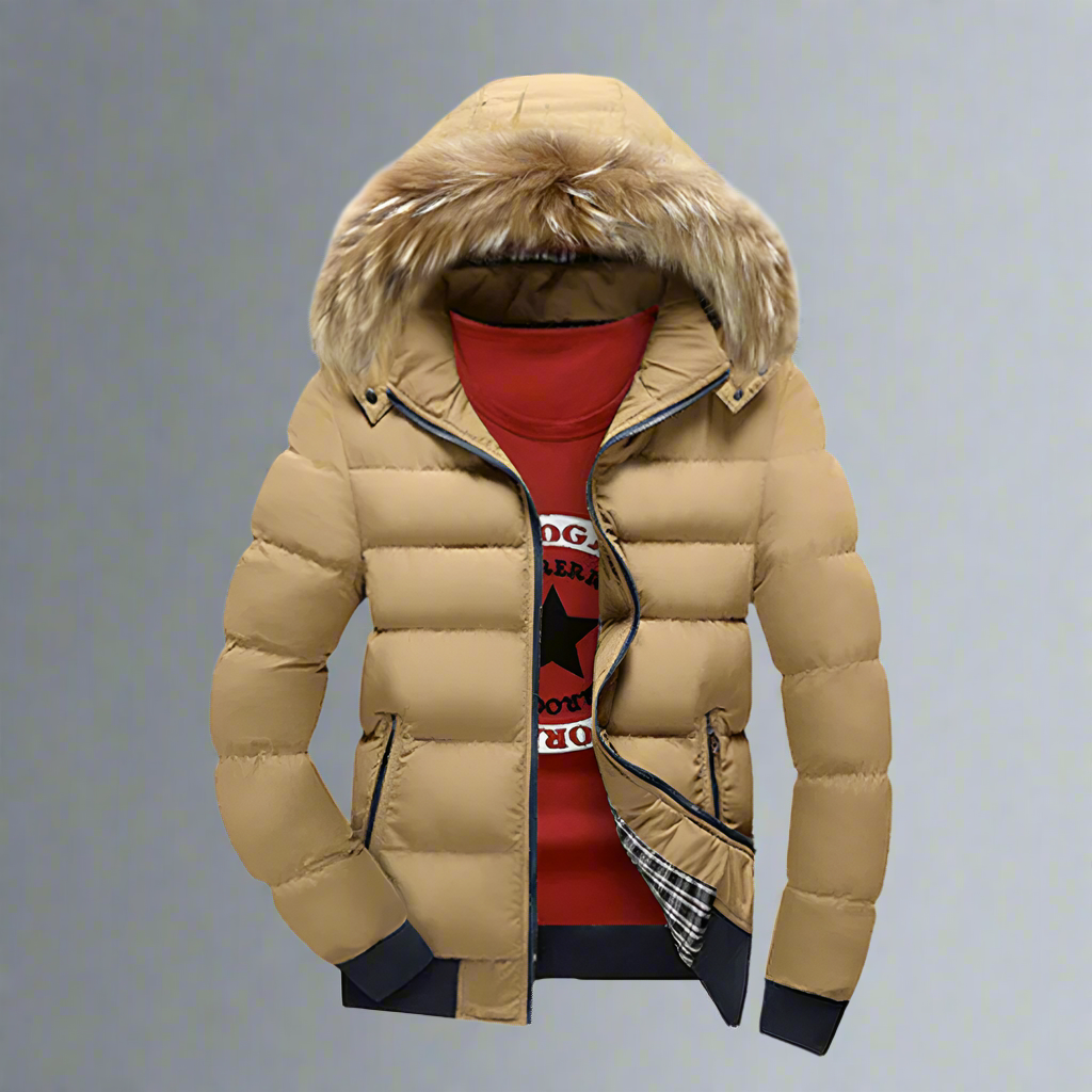 Two Tone Puffer Jacket With Removable Hood