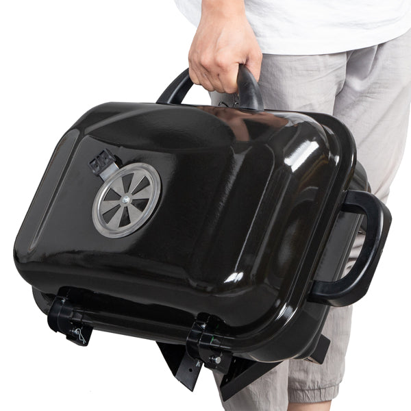 Portable Charcoal Grill Folding Lid Tabletop Camping