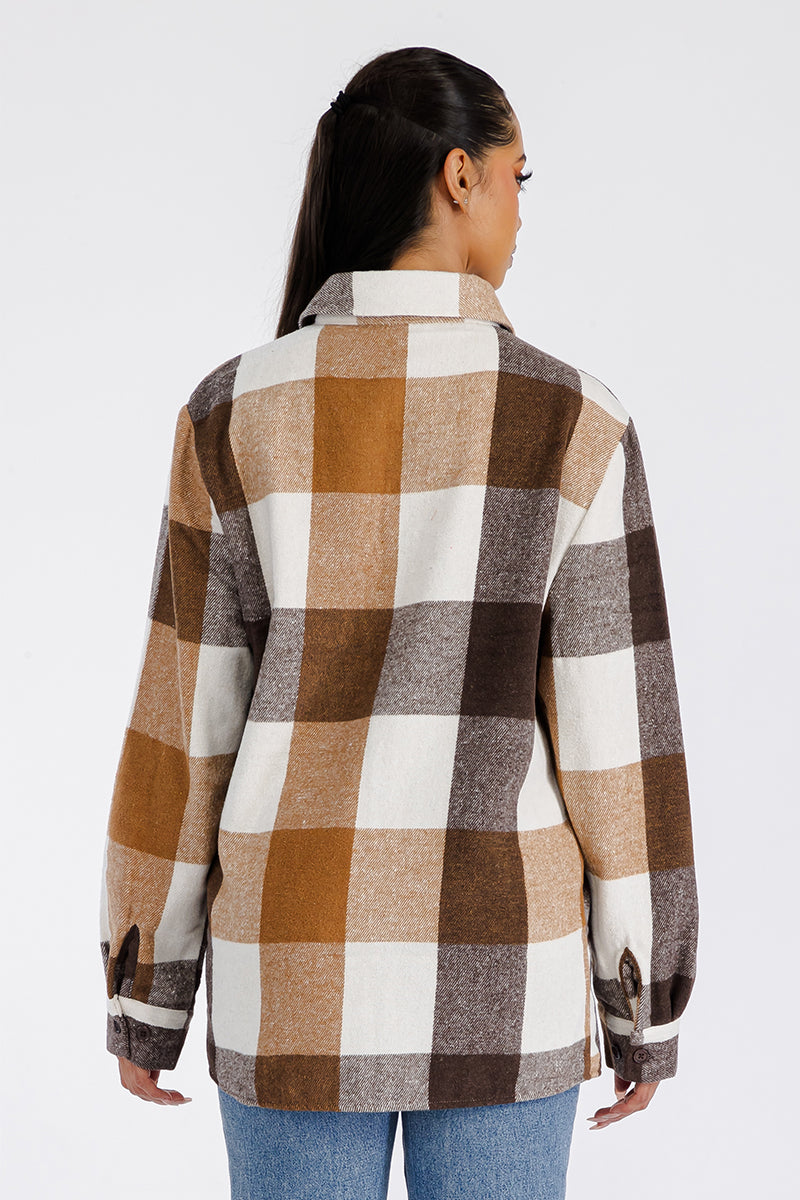 Cozy Flannel Shacket Oversized Boyfriend Fit