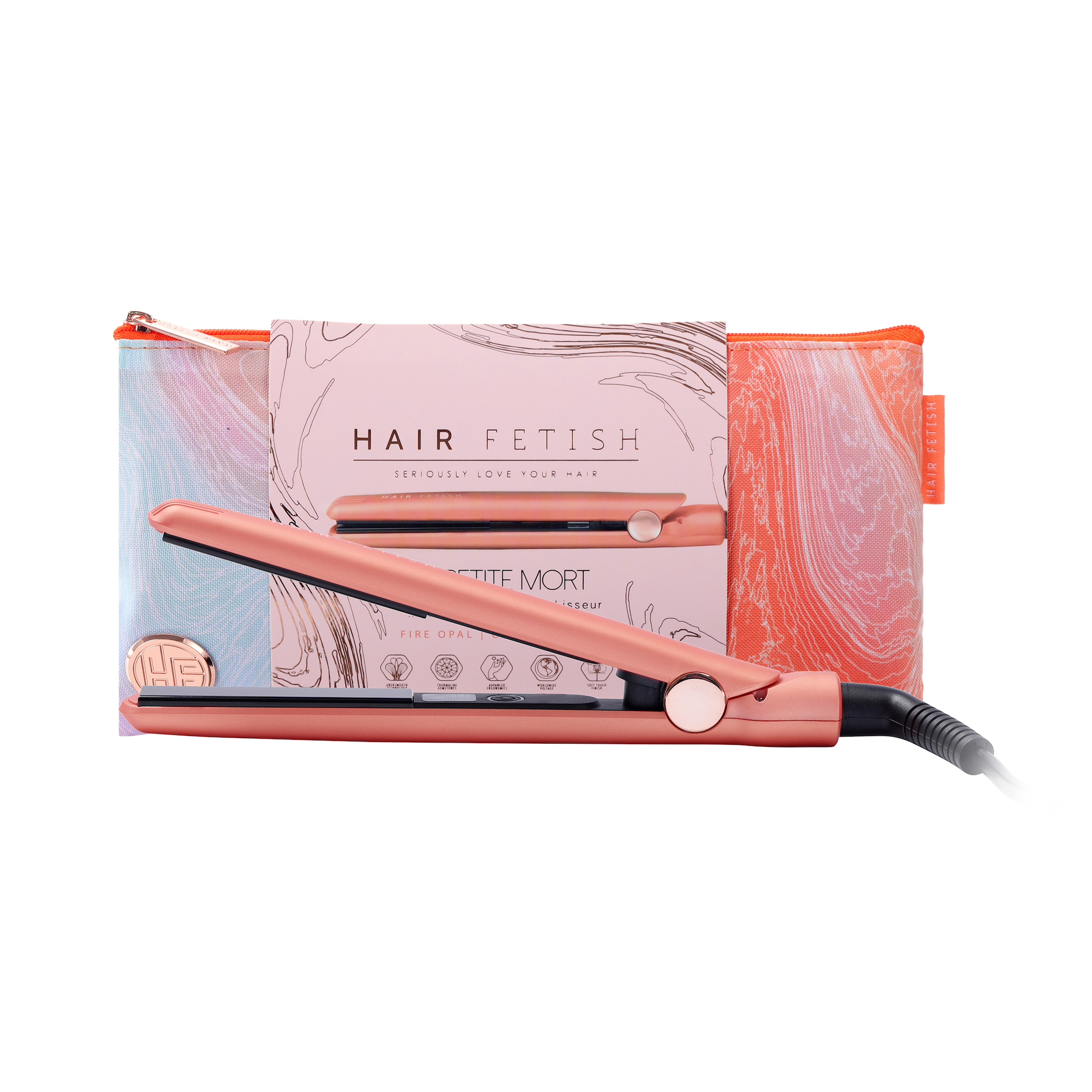 Luxe Mini Flat Iron With Designer Travel Pouch FrizzFree