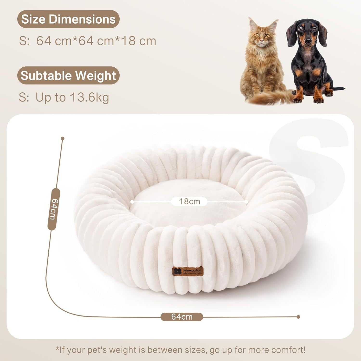 Calming Donut Pet Bed With Non Slip Bottom