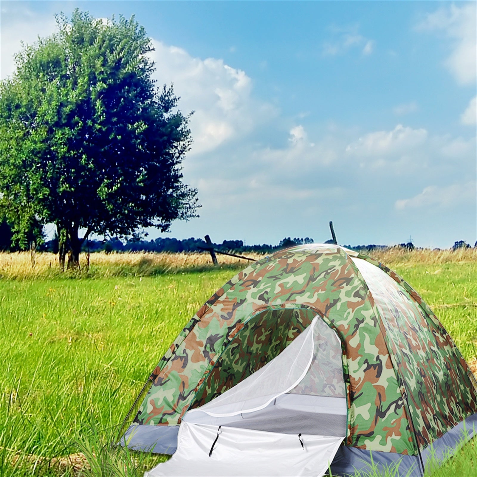 3-4 Person Camouflage Dome Tent – Portable, Waterproof, Easy Setup