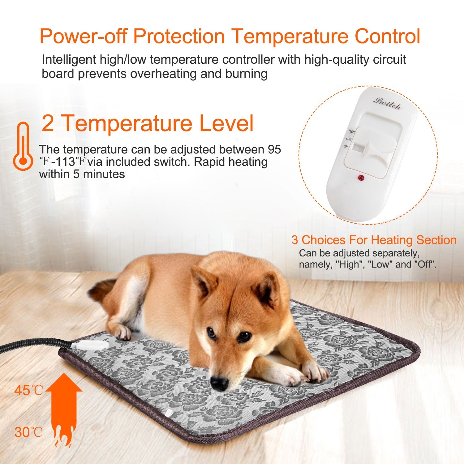 Waterproof Heating Pad With Chew Resistant Cord