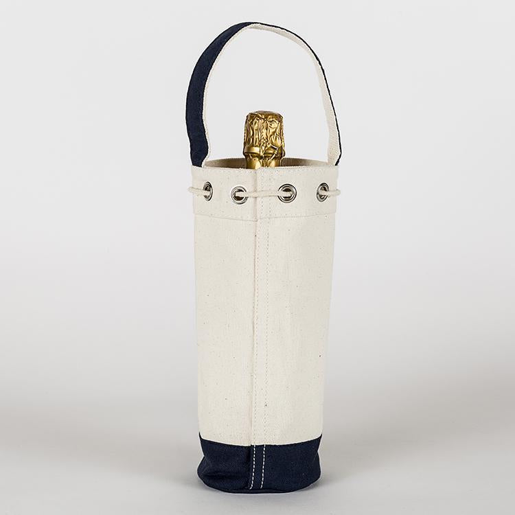 Canvas Wine Bottle Bag With Cinch Top