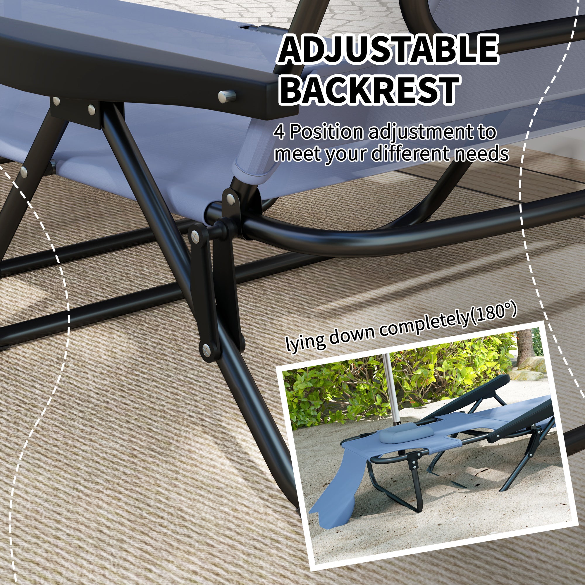 Foldable Lounge Chair 4 Position Recliner