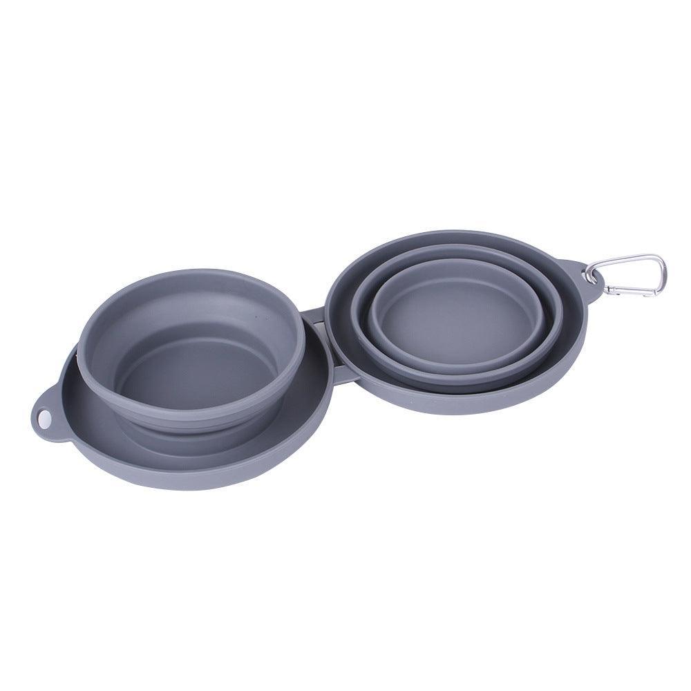 Double Collapsible Pet Feeding Bowls On The Go
