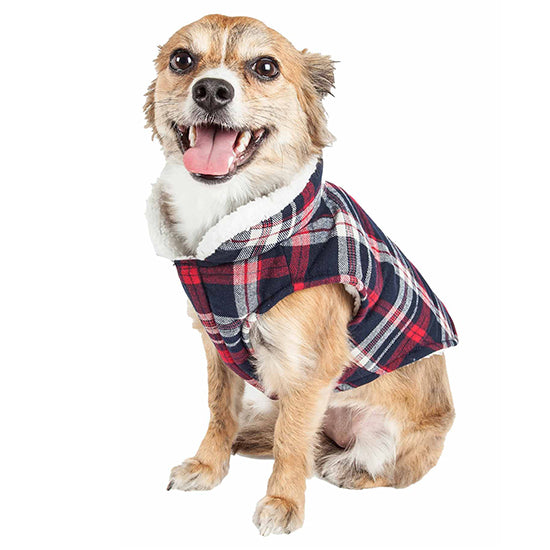 Plaid Dog Coat Jacket With Velcro Fastners