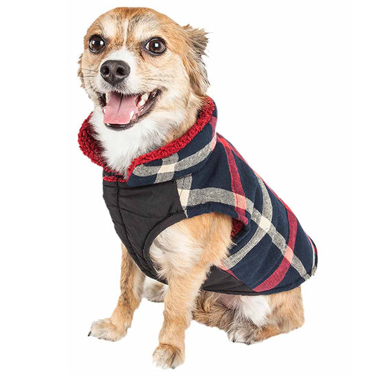 Plaid Insulated Dog Coat With Ultra Velcro