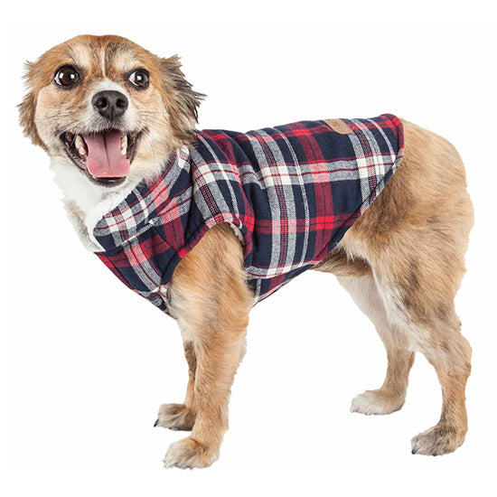 Plaid Dog Coat Jacket With Velcro Fastners