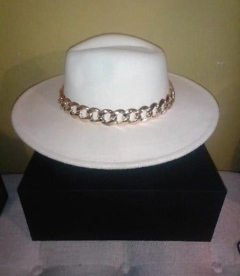 Wide Brim Wool Ranger Hat With Gold Chain